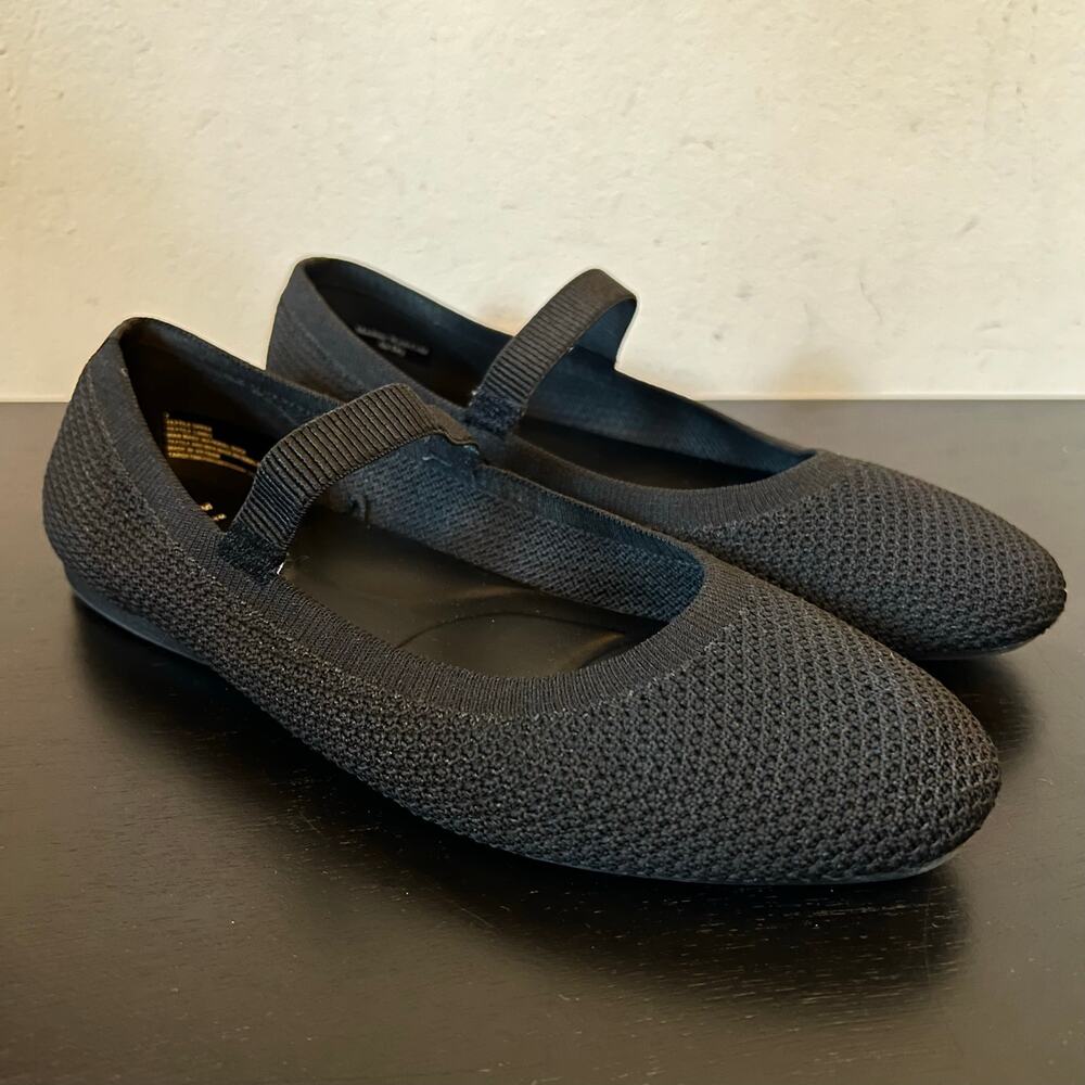 A New Day Black Lightweight Comfort Mary Jane Ballet Flats Stretch Washable 7